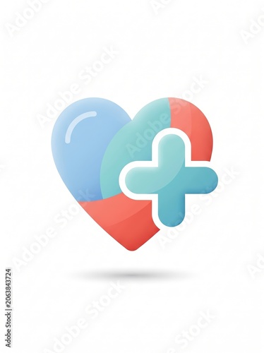 Heart With Medical Cross Icon Healthcare And Charity Symbol