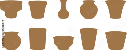 Photos Collection of ceramic vase silhouettes, various shapes and sizes.