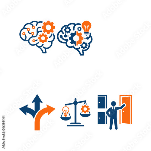 Conceptual icons for problem solving, choices and new opportunities