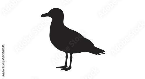 Konstfotografi Seagull Silhouette On White Background Minimalist Bird Shape
