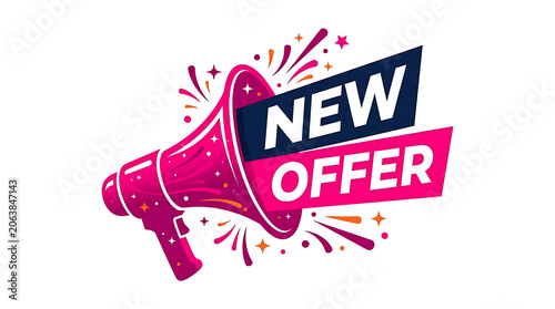 New offer sale announcement megaphone