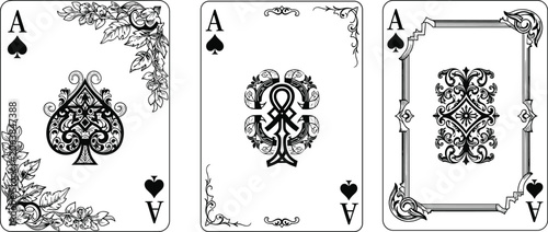 Fotografie Ornate Ace of Spades Playing Cards Set Featuring Decorative Vintage Baroque Flor