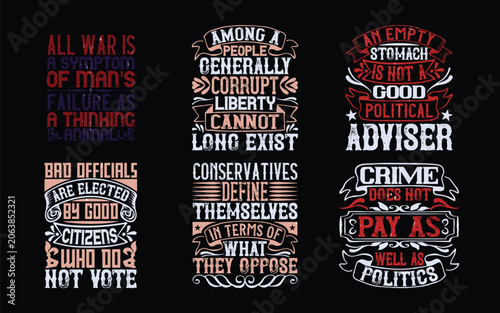 Photos Vector t shirt design with inspirational and thought provoking quotes on politic