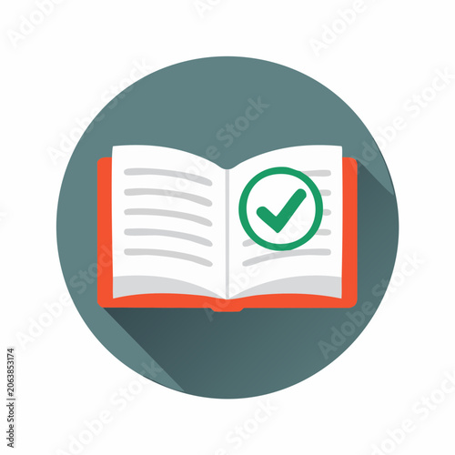 Open Book with Green Check Mark Icon