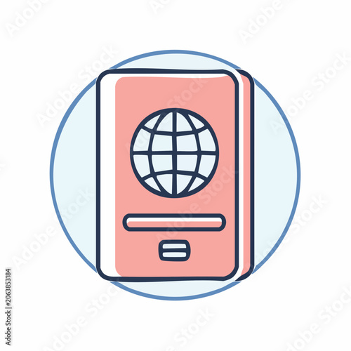 Passport Icon with Globe Symbol