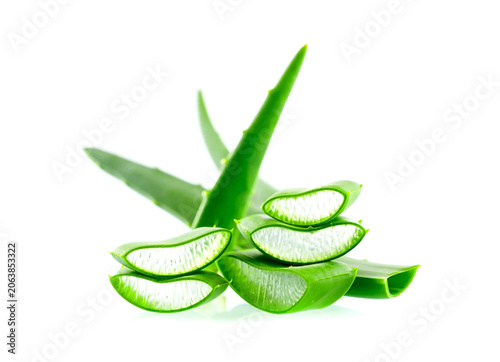 Aloe vera sliced isolated on white background.