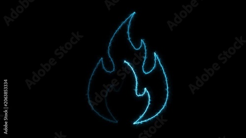 Neon icon animation, color flicker. Glowing neon icon, looped color animation. stylized neon icon with a modern, Fire flame ring of fire animatin
