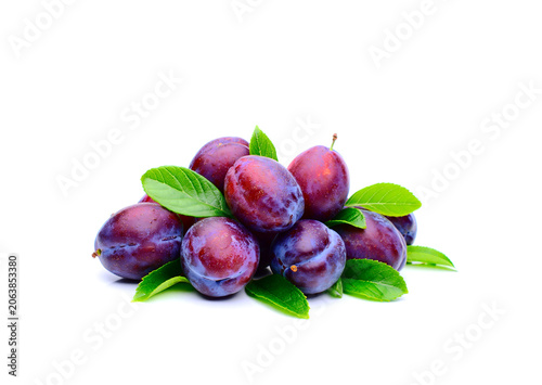 Plums isolated on white background.