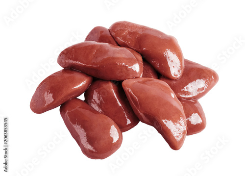 Raw chicken liver isolated on white background