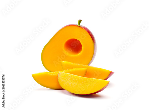 Ripe mango isolated on white background.
