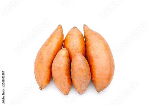 Tasty fresh sweet potato isolated on white background.