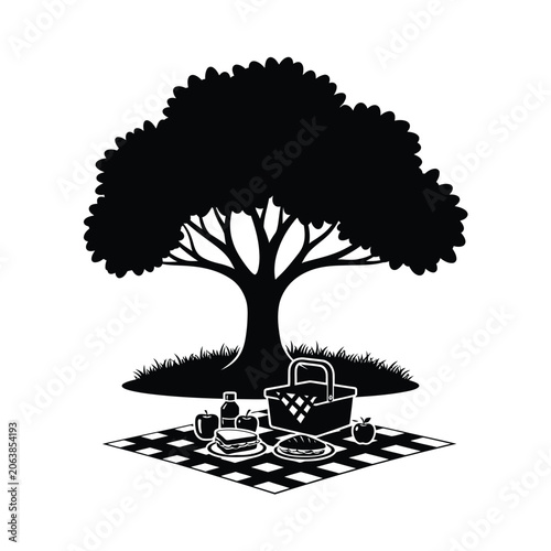 Picnic Under a Large Tree.