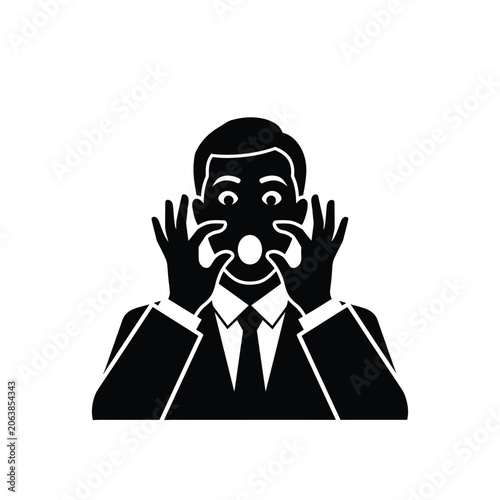 Man shouting with hands cupped around mouth.