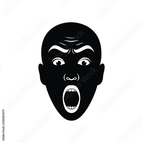 Shocked Face Black Silhouette.