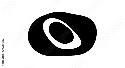 Abstract black organic shape with slanted oval hole