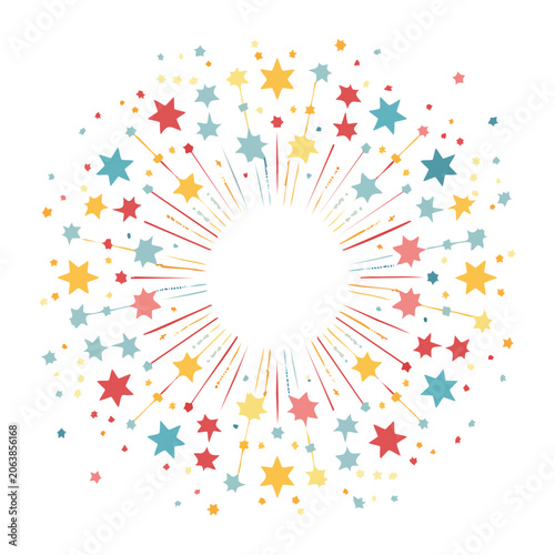 Colorful radial star and spark illustration