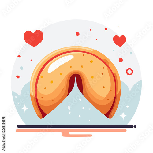 Red heart with ribbon and swoosh illustration