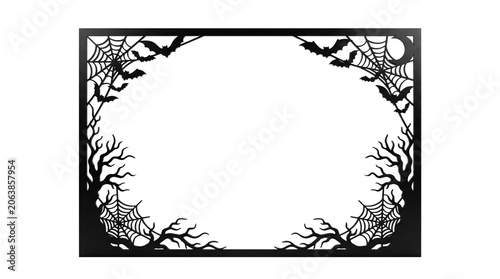 Bilde på lerret Decorative spooky black frame with bat and spiderweb details