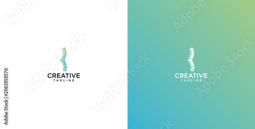 Tableau sur toile Minimalist Tech Logo Design Featuring Abstract Spinal Vertebrae Shape with Codin