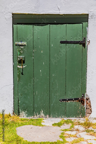 Old rustic architectural feature of derelict colonial building