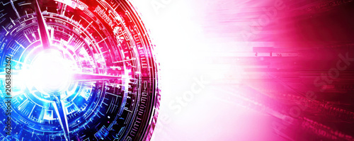 Wondrous glowing compass with intricate design an abstract futuristic background. Powerful and mysterious technology concept