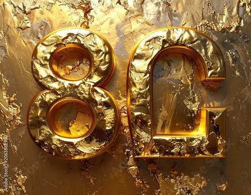 A shiny gold textured background with large gold numbers