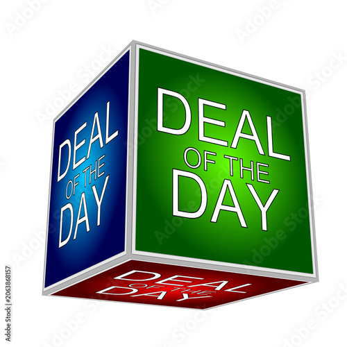 Cube with Deal of the Day - 3D illustration