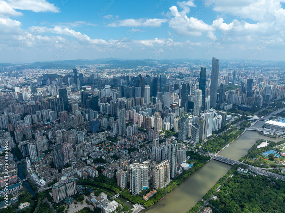 Fototapeta premium Aerial view of landscape in Guangzhou city, China