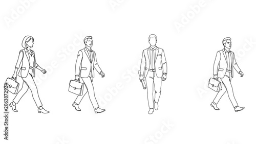 Confident Business Person Walking One Line Vector SVG Illustration
