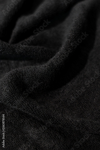 Black Towel Fabric Texture Background
