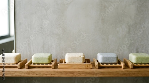 Shampoo Bars On Bamboo Dishes Sustainable Personal Care Zero Waste Lifestyle Concept Eco High R