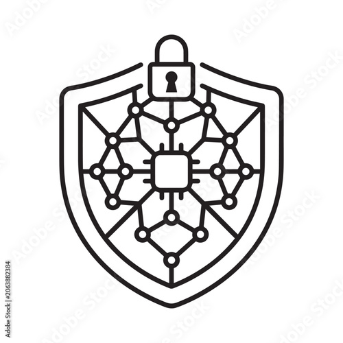 Spider Shield Icon with Web Design Vector Illustration