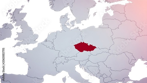Continental Europe vector map highlighting the location of Austria