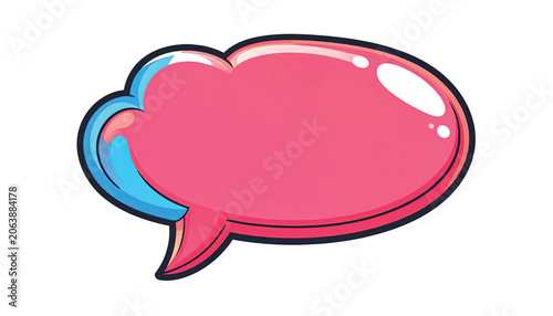 Pink Speech Bubble Cartoon Icon.