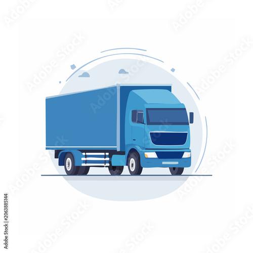 Blue delivery truck 3D render isolated