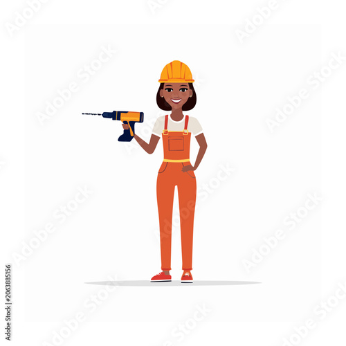 Cartoon delivery person holding package
