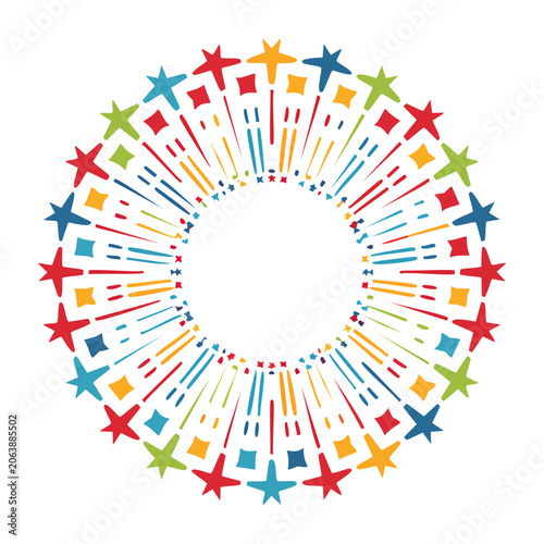Geometric starburst pattern with colorful rays