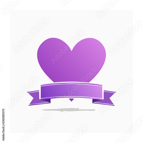 Purple heart gift box 3D render