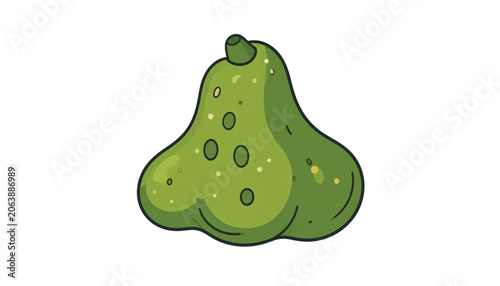 Green Pear Fruit Illustration Closeup.