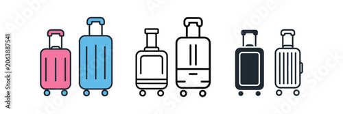 Foto Travel baggage vector icon representing luggage, vacation travel, tourism, transportation, and trip preparation in a clean illustration style