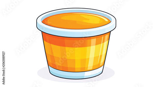 Colorful plastic disposable orange cup.