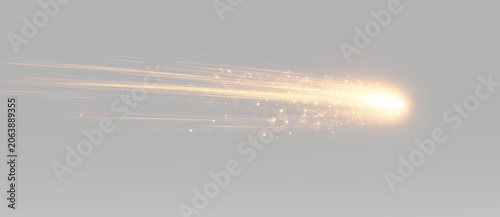 Canvastavla Meteor streak with glowing golden particles and blazing light traveling through