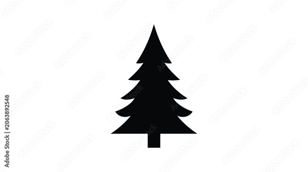 Fototapeta premium Conifer tree shape black silhouette evergreen fir