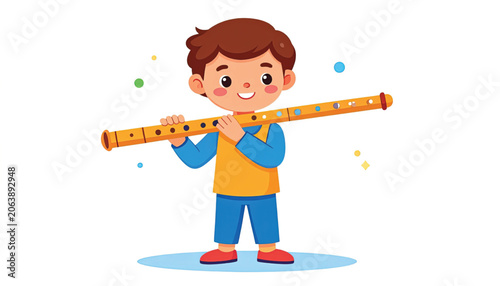 Boy Holding Long Ruler Tool.