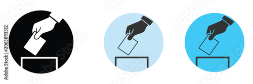 Ballot icon logo template set featuring voting box symbols for elections, democracy, polling, civic participation, and governance branding concepts.