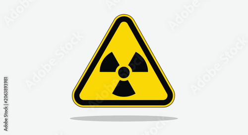 Yellow triangle radiation warning sign icon with black trefoil symbol on white background.