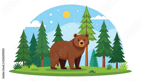 Brown bear standing on green grass.