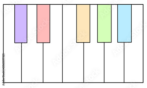 Pastel colorful piano keys musical instrument illustration