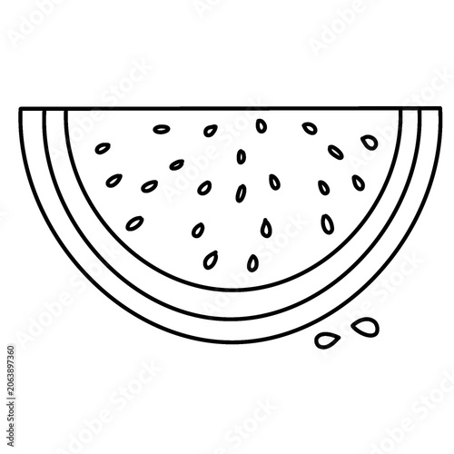 Cute slice of watermelon sketch line art drawing