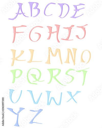 Colorful alphabet letters from A to Z set